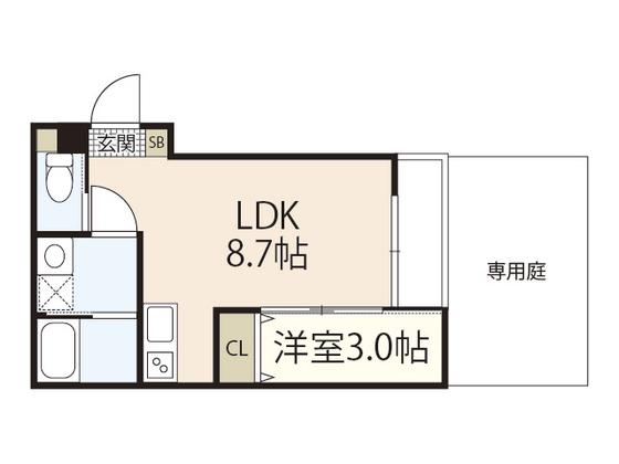 S-MOVE庚午北NEO(1LDK/1階)の間取り写真