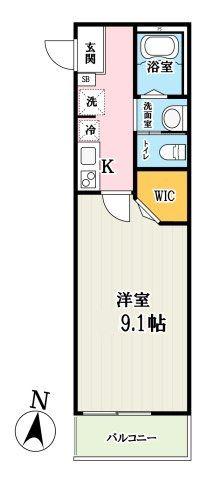 キャメル南越谷6(1K/1階)の間取り写真