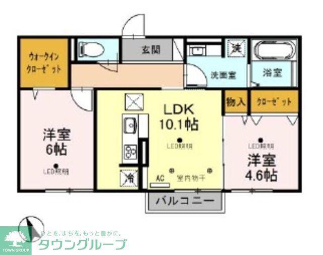 ソレイユ町屋(2LDK/1階)の間取り写真