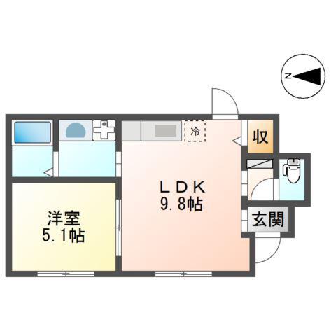 アルセA(1LDK/1階)の間取り写真