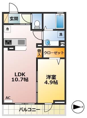 ヴィグノーブル上石神井(1LDK/3階)の間取り写真