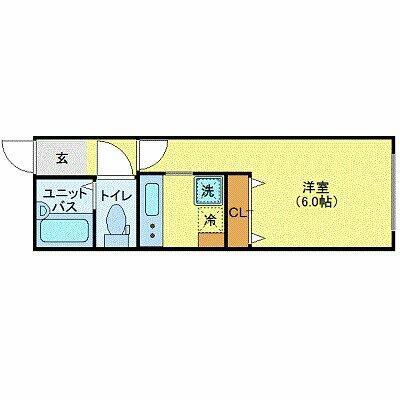 MODULOR赤坂(1K/2階)の間取り写真