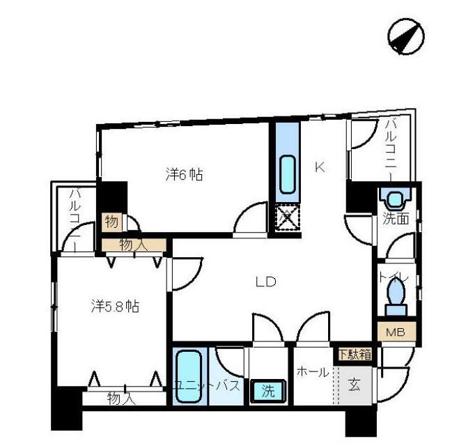 日興ロイヤルパレス西麻布(2LDK/3階)の間取り写真