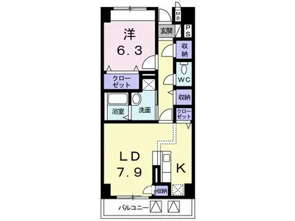 ハミングホーム芝山(1LDK/3階)の間取り写真
