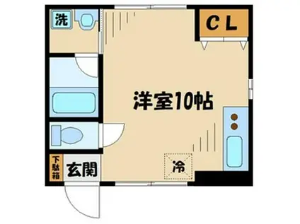 カーサS(ワンルーム/1階)の間取り写真