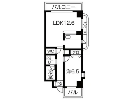 音羽壱番館SAKAE(1LDK/2階)の間取り写真