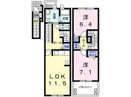 グラース・アンジュ(2LDK/2階)の間取り写真