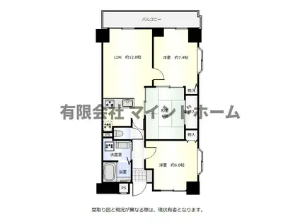 信開ダイナスティ浅野川 クイーンズ(3LDK/4階)の間取り写真