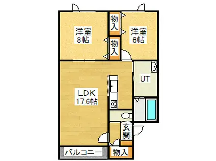 ステラIIK(2LDK/3階)の間取り写真