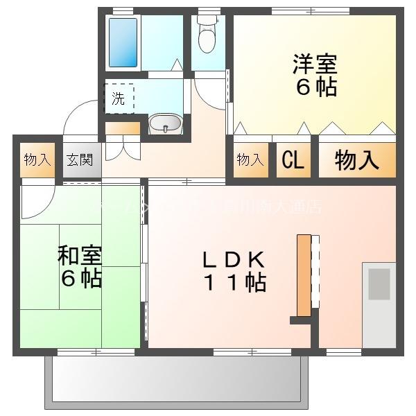 セジュール横須賀 A棟(2LDK/2階)の間取り写真