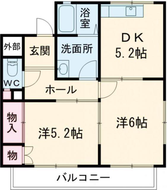 パインコート(2DK/2階)の間取り写真