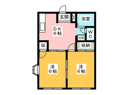 エルディムグリーンハイツ(2DK/2階)の間取り写真