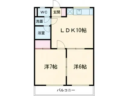 ニュー大寛ハイツ(2LDK/3階)の間取り写真