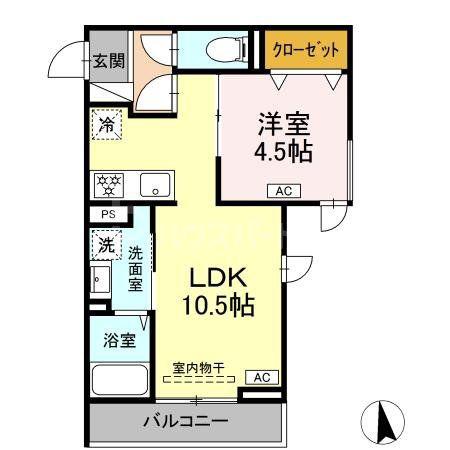 セレスティア東向島(1LDK/3階)の間取り写真
