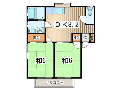 ハイムユキ(2DK/2階)の間取り写真