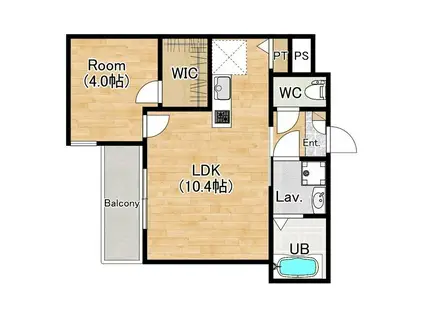 ジーメゾン妙興寺ルクシア(1LDK/2階)の間取り写真