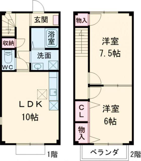 プランドールUN(2LDK/1階)の間取り写真