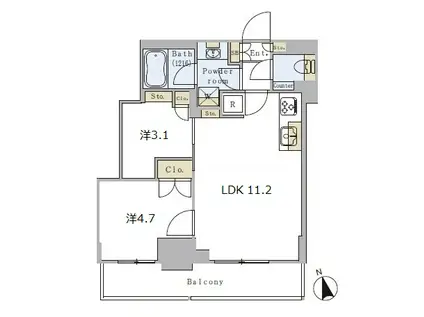 PRIMAL MOTOASAKUSA(2LDK/8階)の間取り写真