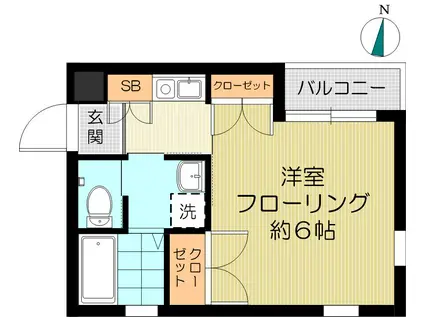 テラス早稲田(1K/2階)の間取り写真