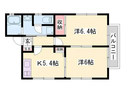 ハイツ天川II(2K/2階)の間取り写真