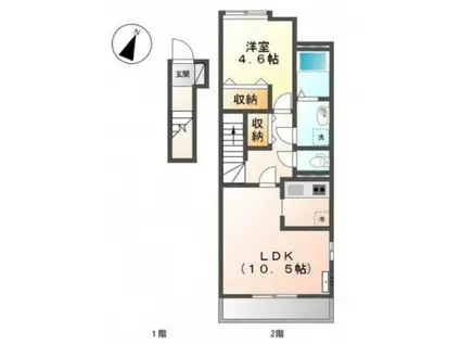 サム ブランチ(1LDK/2階)の間取り写真