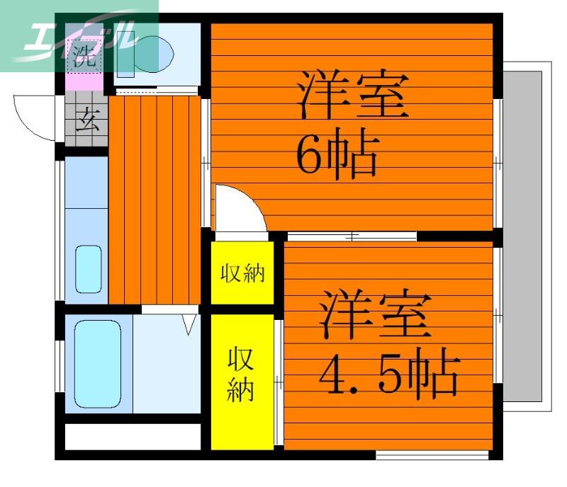 新和アパート(2K/2階)の間取り写真