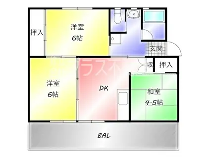 ビレッジハウス直方2号棟(3DK/3階)の間取り写真