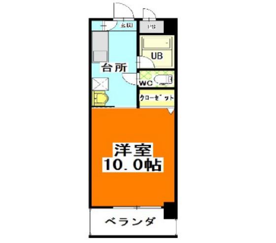 オーランド富田町(1K/2階)の間取り写真