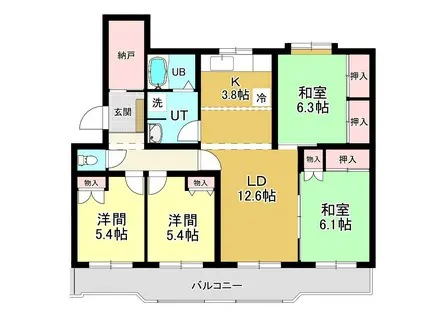 ドミール十條A(4LDK/4階)の間取り写真