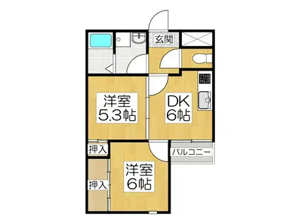 グレース菱屋I(2DK/2階)の間取り写真