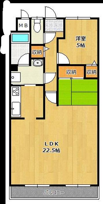 ラフェスタ大塩(1LDK/5階)の間取り写真