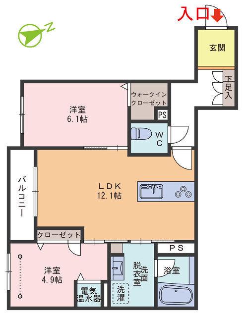 コントレール(2LDK/3階)の間取り写真
