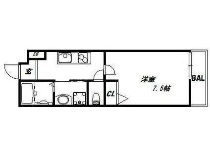 AILE岡場II(1K/2階)の間取り写真