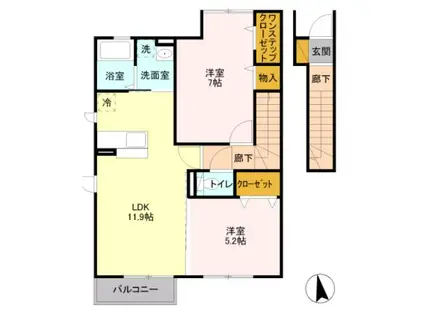 YSフラット(2LDK/2階)の間取り写真