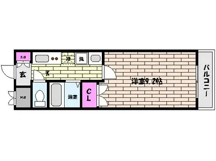 ベルエアー住吉(1K/10階)の間取り写真