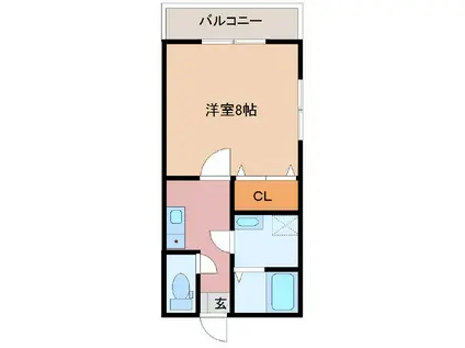 コンフレール竜王(1K/1階)の間取り写真