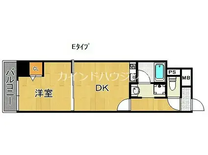 アノパーク加賀屋(1DK/4階)の間取り写真