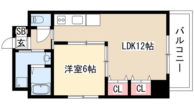 AHビル(1LDK/7階)の間取り写真