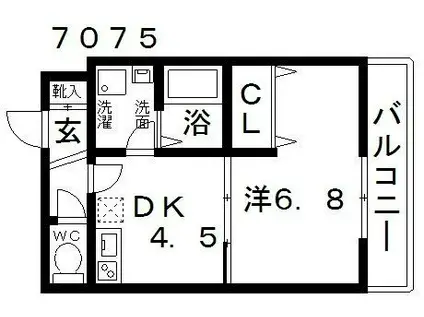 ステラウッド高鷲(1DK/3階)の間取り写真