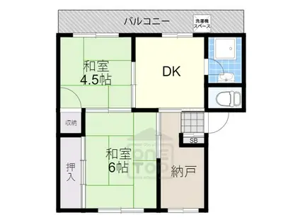 鳥飼マンション(2DK/2階)の間取り写真