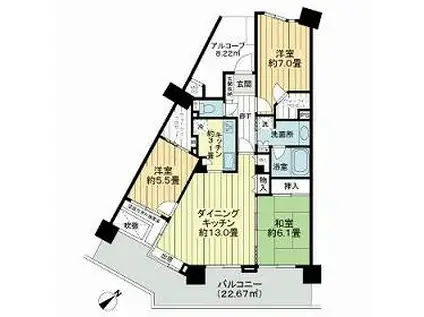 ライオンズシティお花茶屋(3LDK/4階)の間取り写真