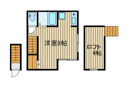 ラパン・リュネール(ワンルーム/2階)の間取り写真