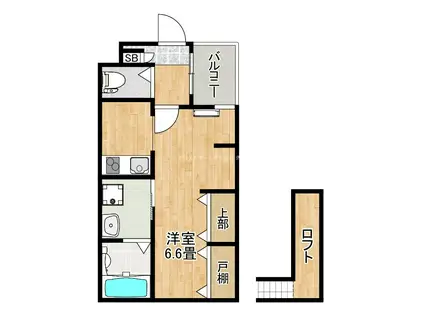 少林寺東ジーイードゥ(1K/2階)の間取り写真