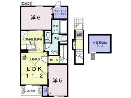 ビジュ・リアンB(2LDK/2階)の間取り写真