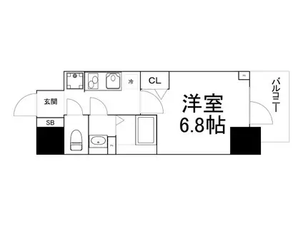 アドバンス大阪ストーリア(1K/2階)の間取り写真