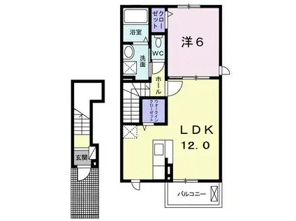 ヴィラ エスポワールIII(1LDK/2階)の間取り写真