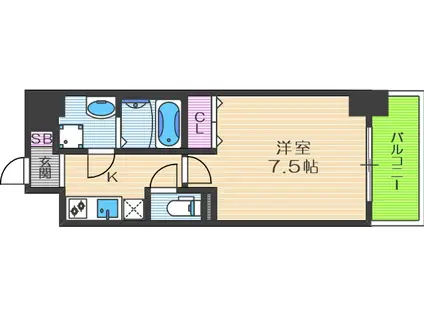 レオンヴァリエ福島野田(1K/7階)の間取り写真