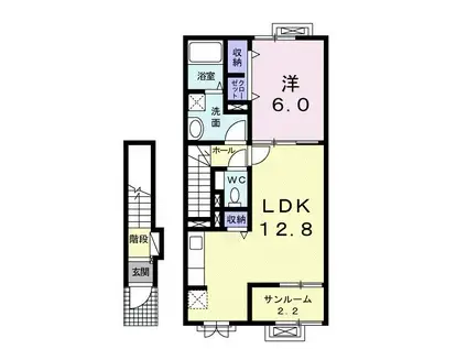 シャロームC II(1LDK/2階)の間取り写真