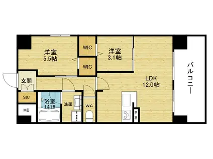 PRPSPER SUITA LUNO(2LDK/4階)の間取り写真