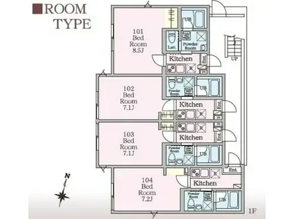 ビエンタ溝の口(1K/1階)の間取り写真